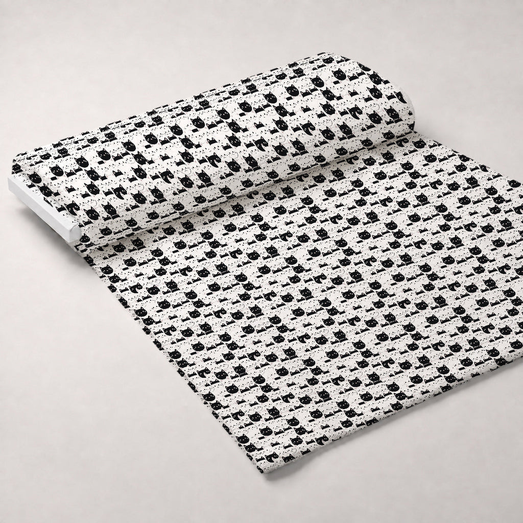 Monochrome Meows Pattern 8 Fleece Fabric — fleece fabric unrolled bolt preview (mv-fleece-v1:bolt)