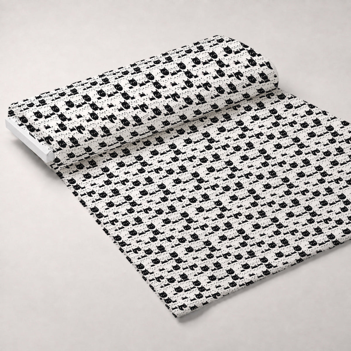 Monochrome Meows Pattern 8 Fleece Fabric — fleece fabric unrolled bolt preview (mv-fleece-v1:bolt)