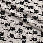 Monochrome Meows Pattern 8 Fleece Fabric — fleece fabric folded close-up preview (mv-fleece-v1:lying)