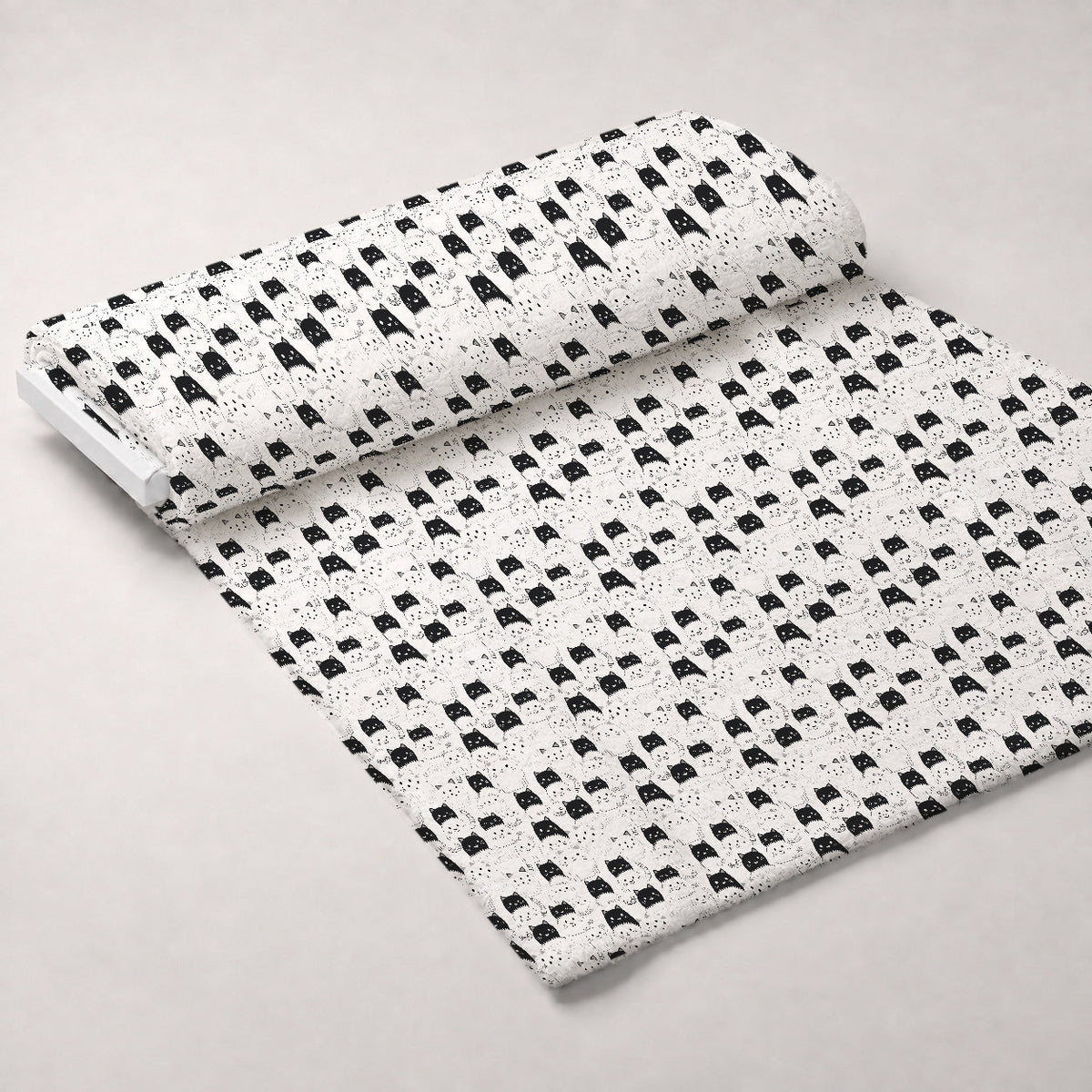 Monochrome Meows Pattern 9 Fleece Fabric — fleece fabric unrolled bolt preview (mv-fleece-v1:bolt)