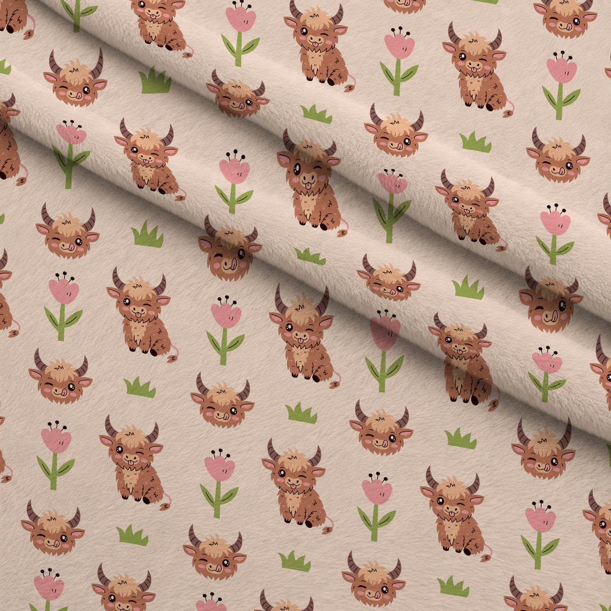 Moo Meadow Pattern 10 Fleece Fabric — fleece fabric folded close-up preview (mv-fleece-v1:lying)