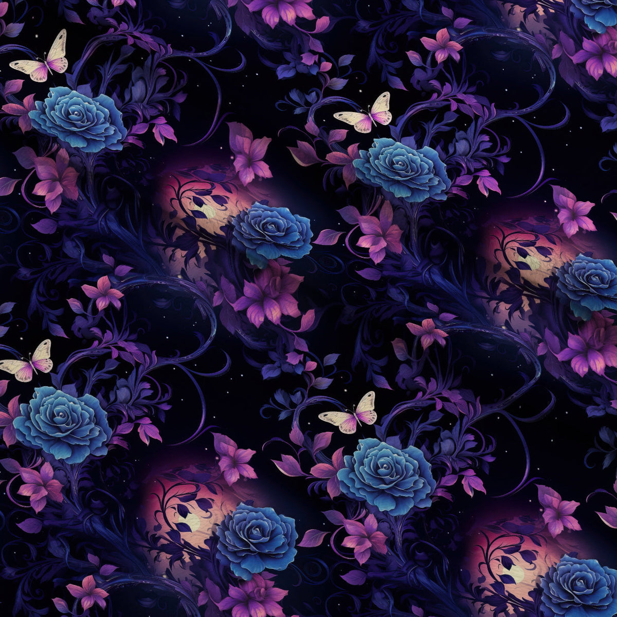 Moonlit Blooms Pattern 1 Fleece Fabric — fleece fabric folded close-up preview (mv-fleece-v1:lying)