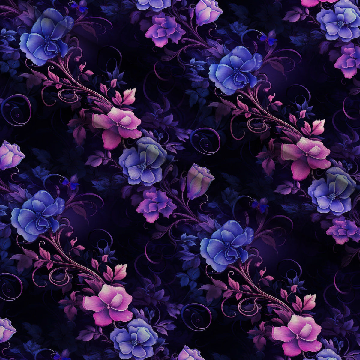 Moonlit Blooms Pattern 3 Fleece Fabric — fleece fabric folded close-up preview (mv-fleece-v1:lying)