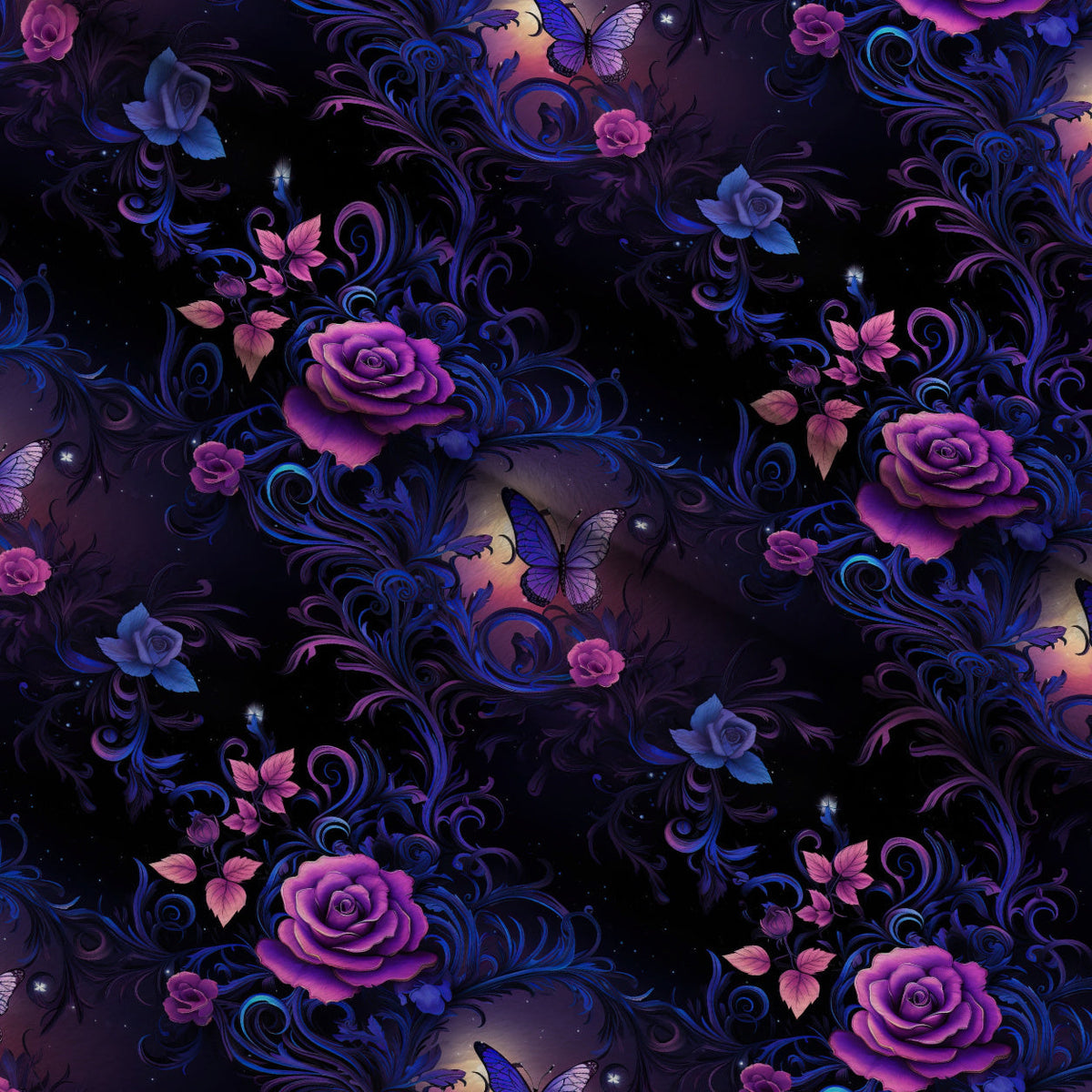 Moonlit Blooms Pattern 4 Fleece Fabric — fleece fabric folded close-up preview (mv-fleece-v1:lying)