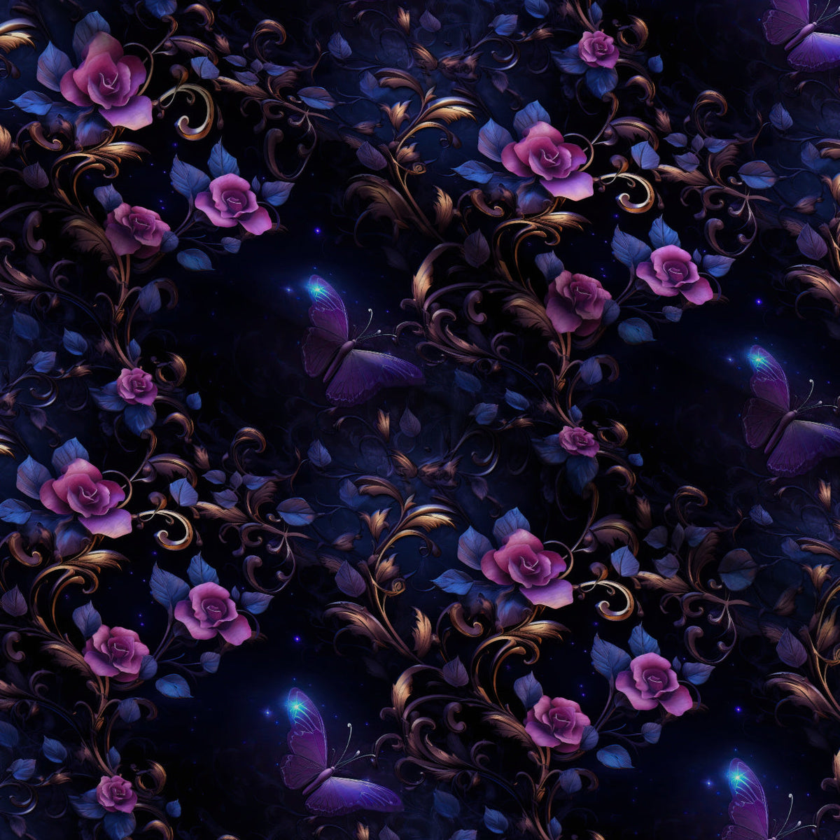 Moonlit Blooms Pattern 8 Fleece Fabric — fleece fabric folded close-up preview (mv-fleece-v1:lying)