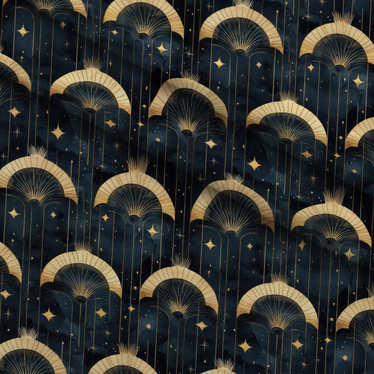 Moonlit Cathedral Pattern 1 Fleece Fabric — fleece fabric folded close-up preview (mv-fleece-v1:lying)