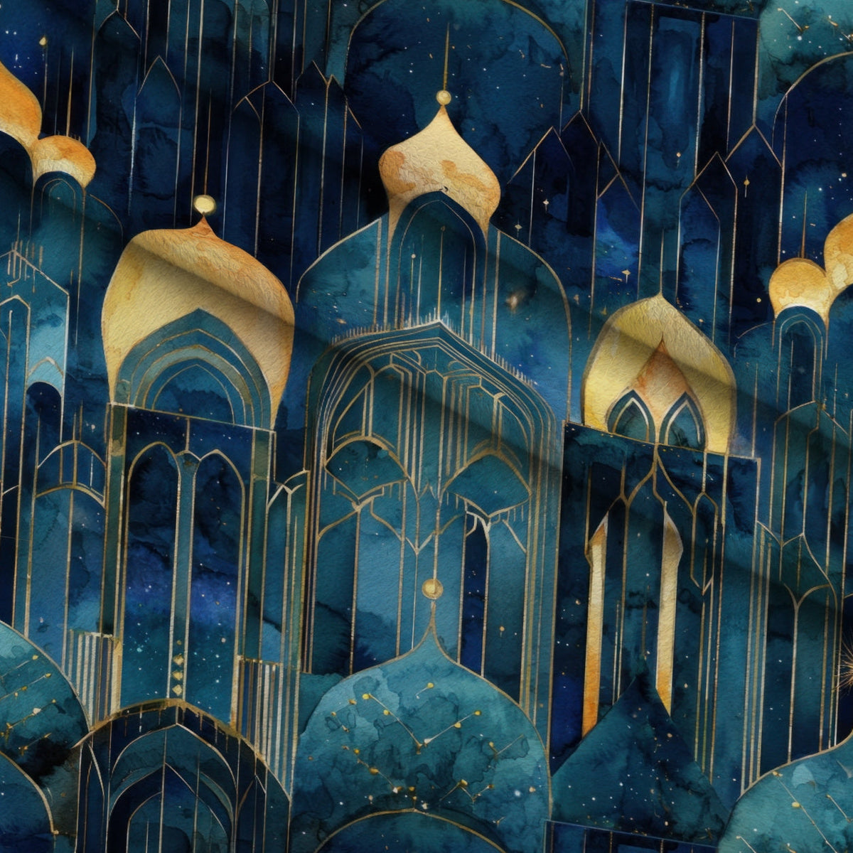 Moonlit Cathedral Pattern 10 Fleece Fabric — fleece fabric folded close-up preview (mv-fleece-v1:lying)