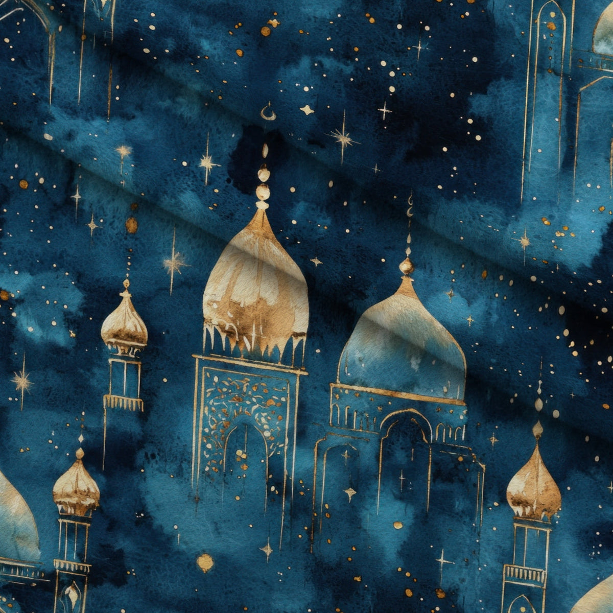 Moonlit Cathedral Pattern 14 Fleece Fabric — fleece fabric folded close-up preview (mv-fleece-v1:lying)