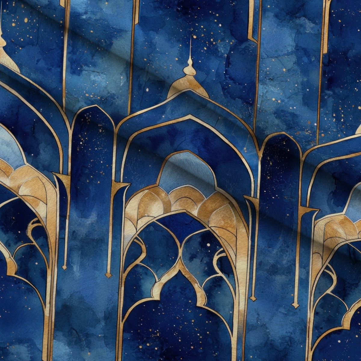 Moonlit Cathedral Pattern 16 Fleece Fabric — fleece fabric folded close-up preview (mv-fleece-v1:lying)
