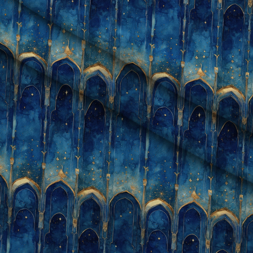 Moonlit Cathedral Pattern 20 Fleece Fabric — fleece fabric folded close-up preview (mv-fleece-v1:lying)