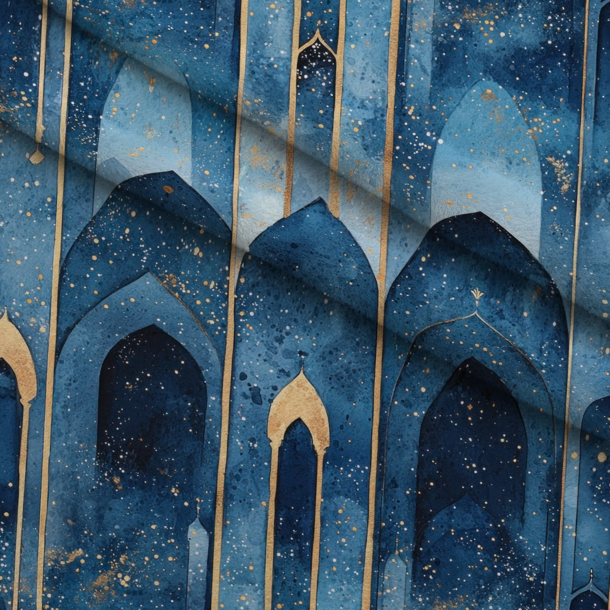 Moonlit Cathedral Pattern 21 Fleece Fabric — fleece fabric folded close-up preview (mv-fleece-v1:lying)