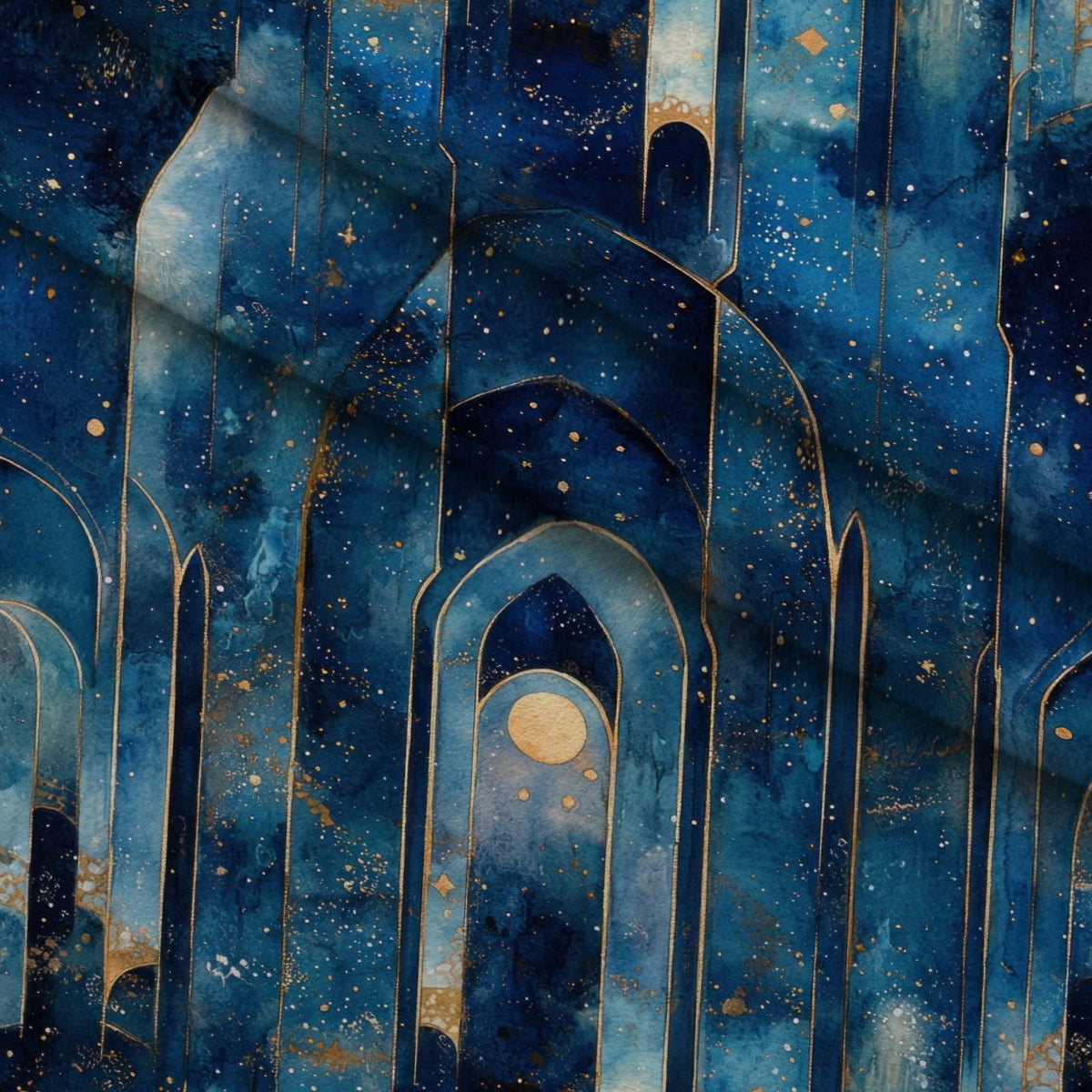 Moonlit Cathedral Pattern 22 Fleece Fabric — fleece fabric folded close-up preview (mv-fleece-v1:lying)