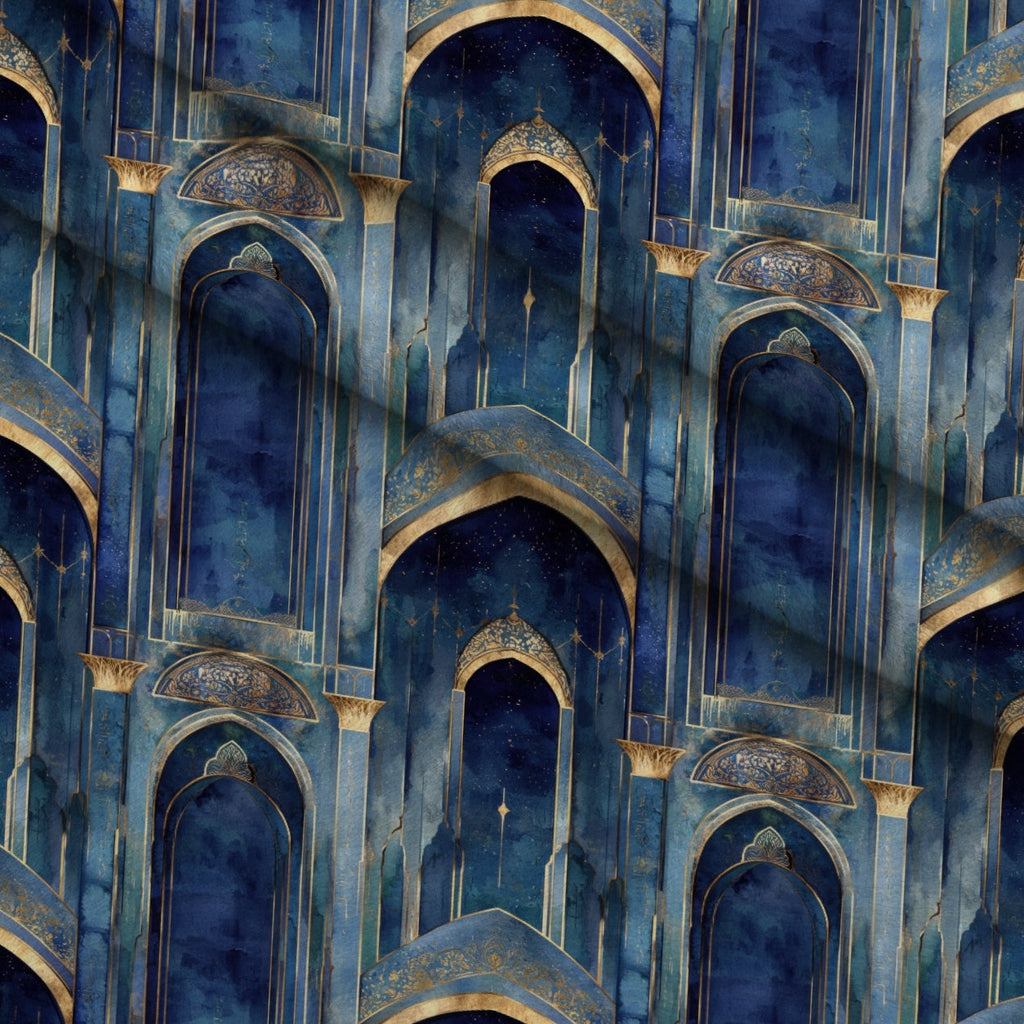 Moonlit Cathedral Pattern 23 Fleece Fabric — fleece fabric folded close-up preview (mv-fleece-v1:lying)