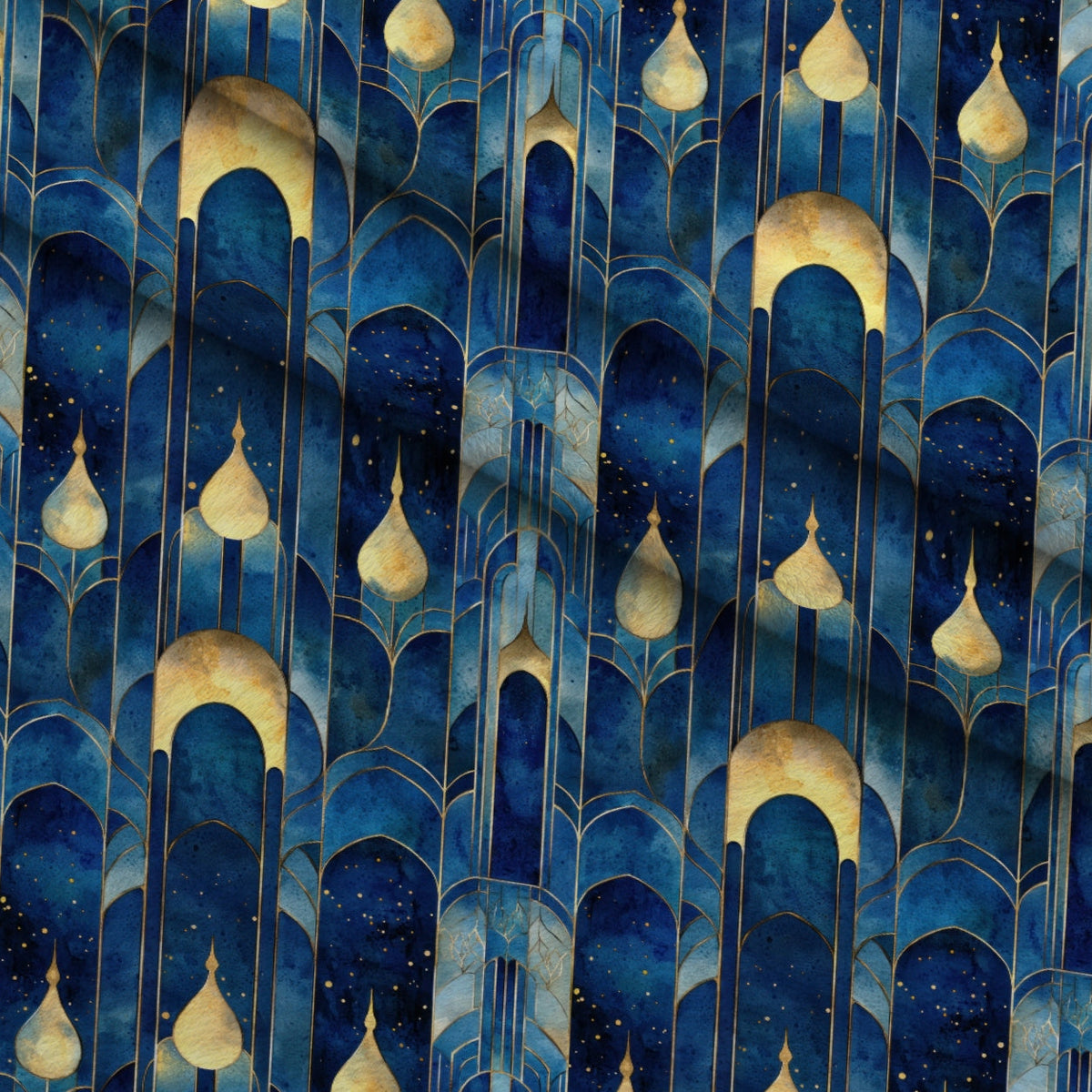 Moonlit Cathedral Pattern 6 Fleece Fabric — fleece fabric folded close-up preview (mv-fleece-v1:lying)