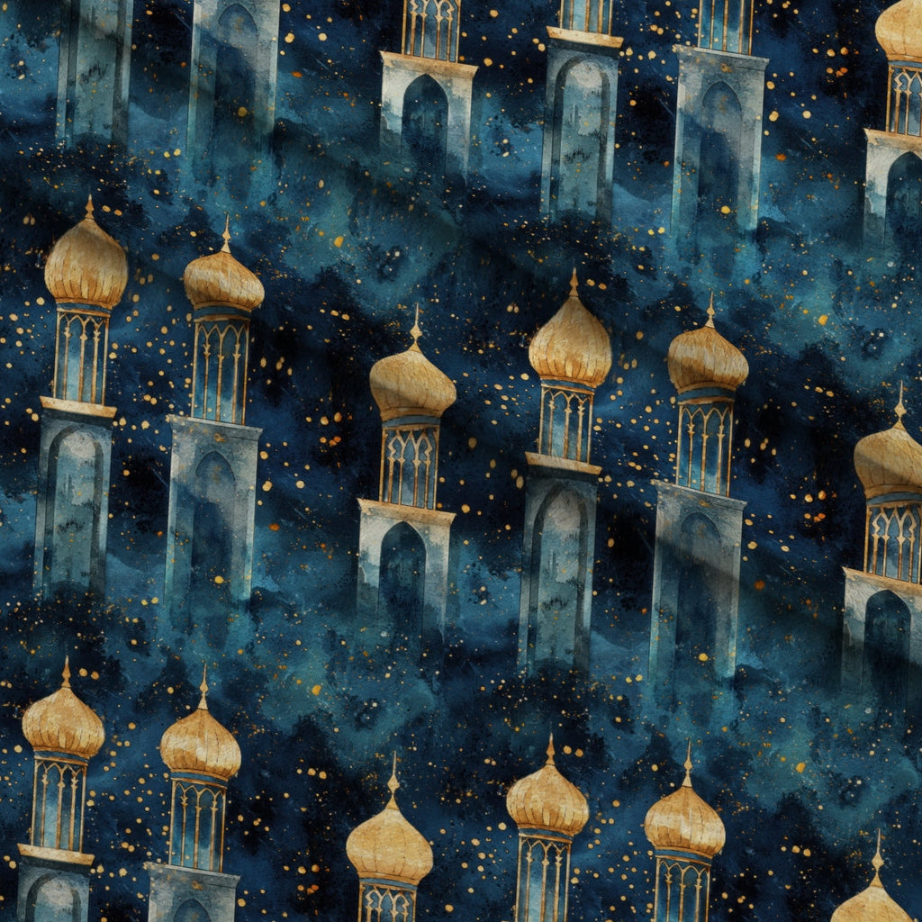Moonlit Cathedral Pattern 8 Fleece Fabric — fleece fabric folded close-up preview (mv-fleece-v1:lying)
