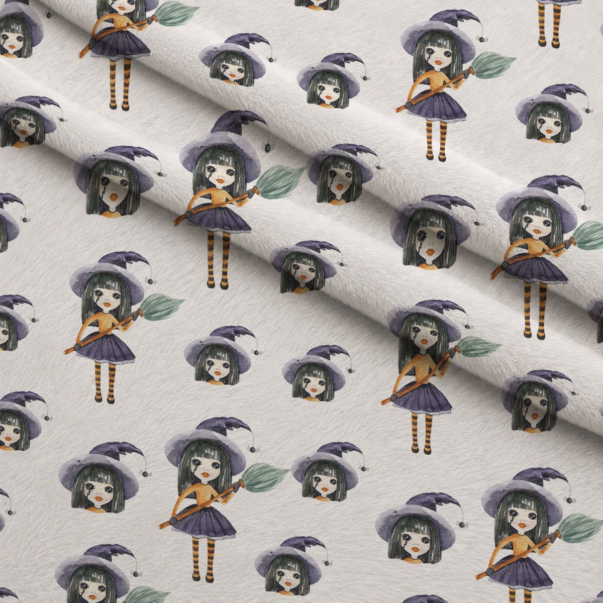 Moonlit Mischief Pattern 1 Fleece Fabric — fleece fabric folded close-up preview (mv-fleece-v1:lying)