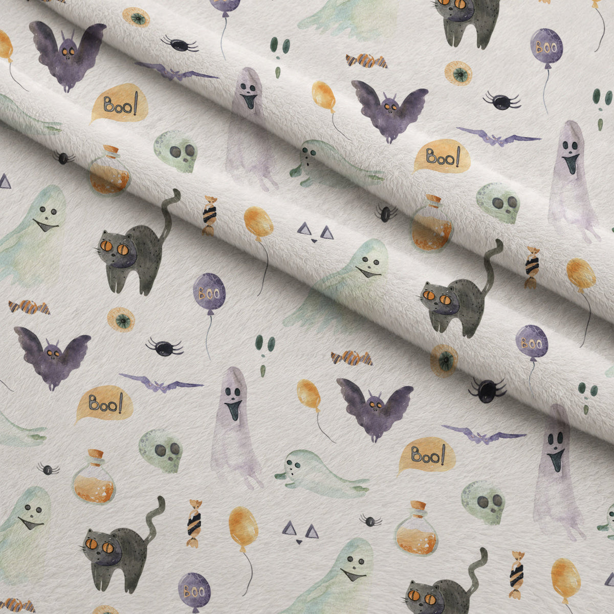 Moonlit Mischief Pattern 5 Fleece Fabric — fleece fabric folded close-up preview (mv-fleece-v1:lying)