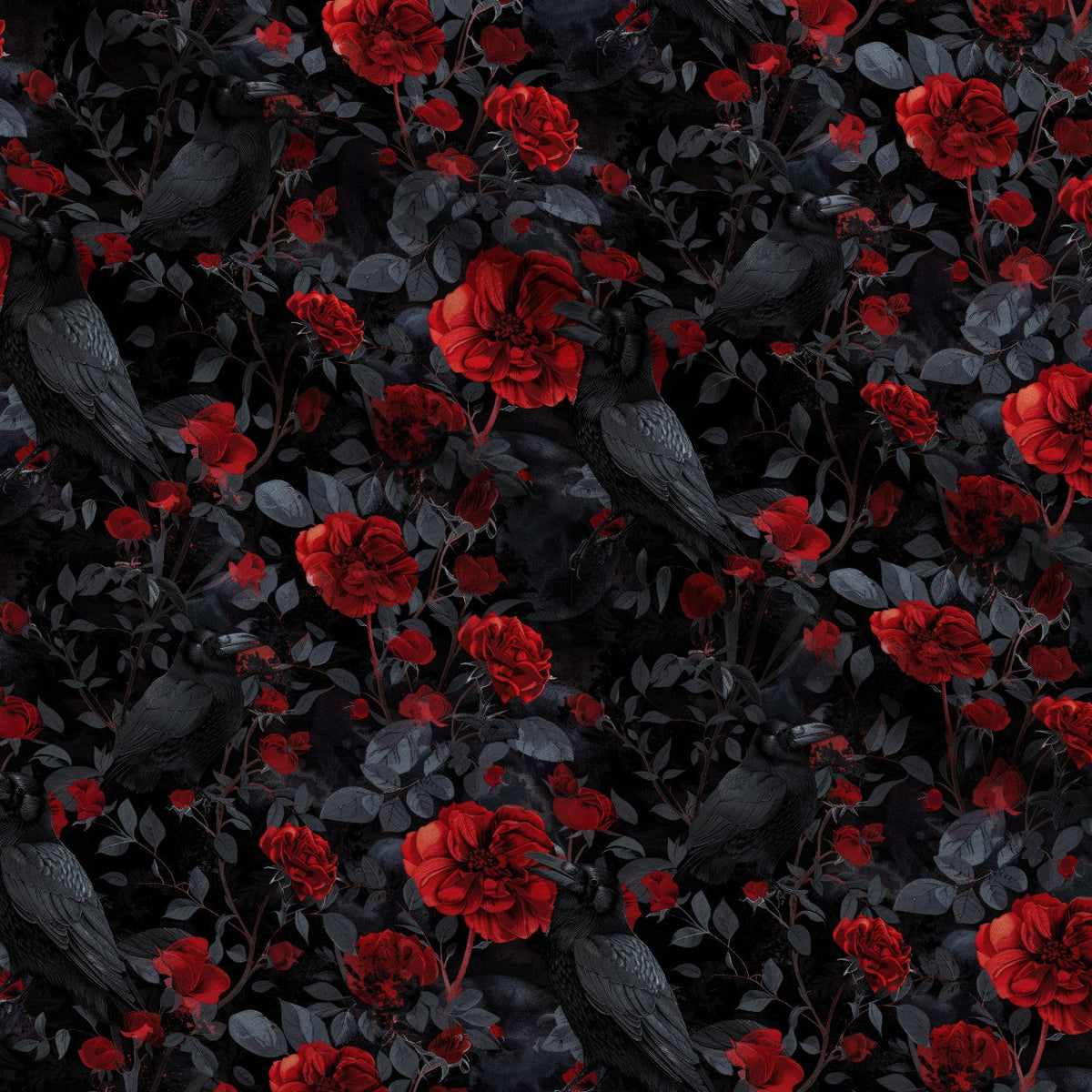 Moonlit Raven Garden Pattern 11 Fleece Fabric — fleece fabric folded close-up preview (mv-fleece-v1:lying)
