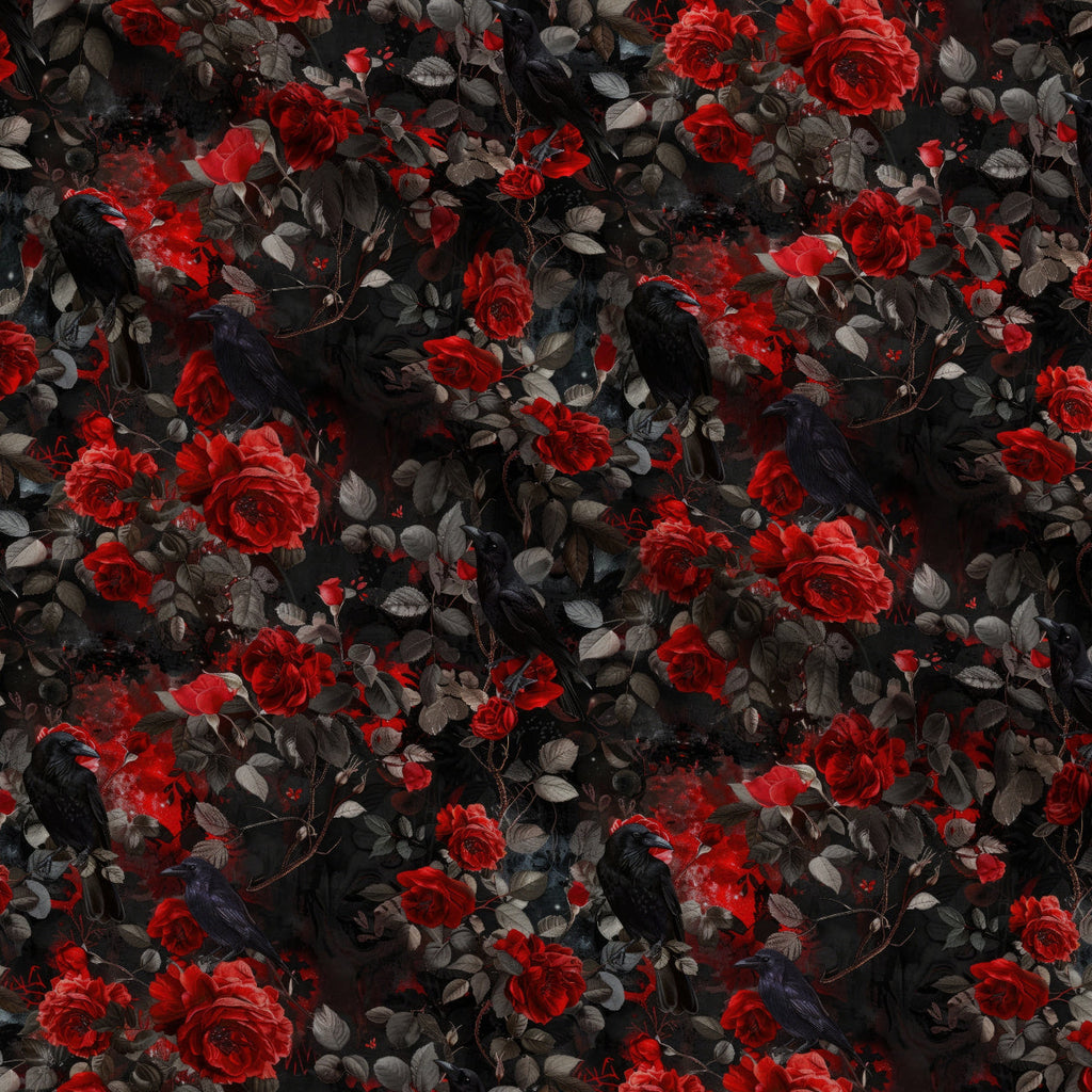 Moonlit Raven Garden Pattern 4 Fleece Fabric — fleece fabric folded close-up preview (mv-fleece-v1:lying)