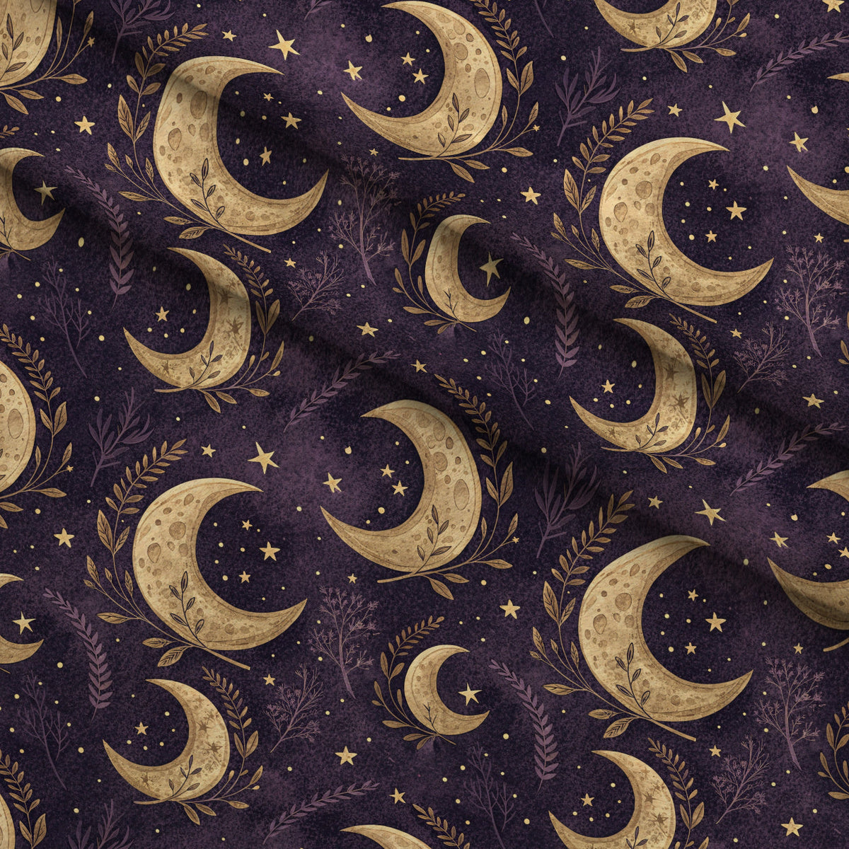 Moonlit Raven Pattern 25 Fleece Fabric — fleece fabric folded close-up preview (mv-fleece-v1:lying)