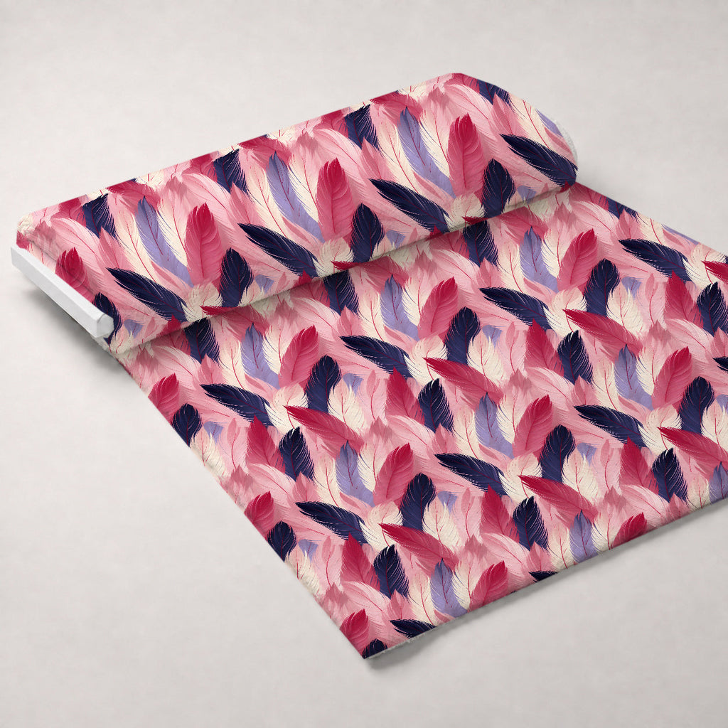 Multi Feathers Pattern 1 Fleece Fabric — fleece fabric unrolled bolt preview (mv-fleece-v1:bolt)