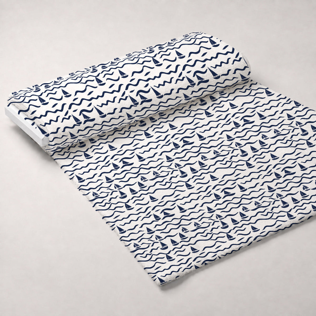 Navy Harbor Pattern 7 Fleece Fabric — fleece fabric unrolled bolt preview (mv-fleece-v1:bolt)