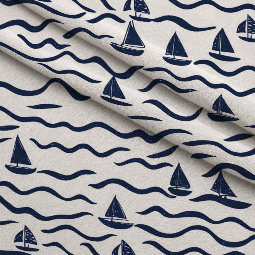 Navy Harbor Pattern 7 Fleece Fabric — fleece fabric folded close-up preview (mv-fleece-v1:lying)