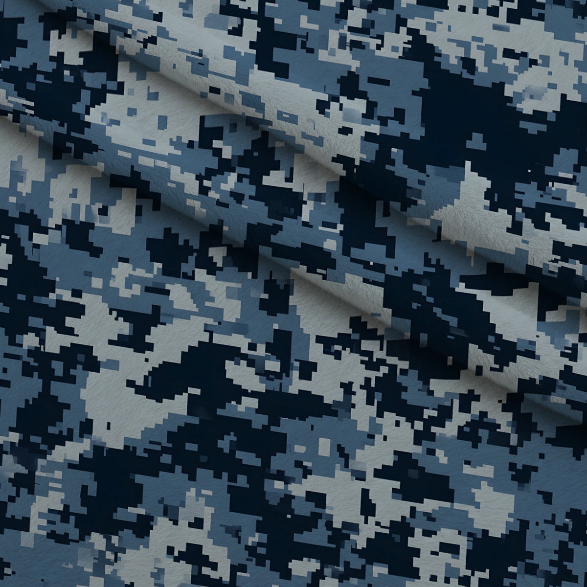 Navy Pixel Pattern 1 Fleece Fabric — fleece fabric folded close-up preview (mv-fleece-v1:lying)