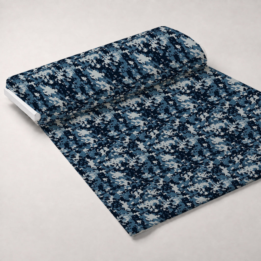 Navy Pixel Pattern 5 Fleece Fabric — fleece fabric unrolled bolt preview (mv-fleece-v1:bolt)