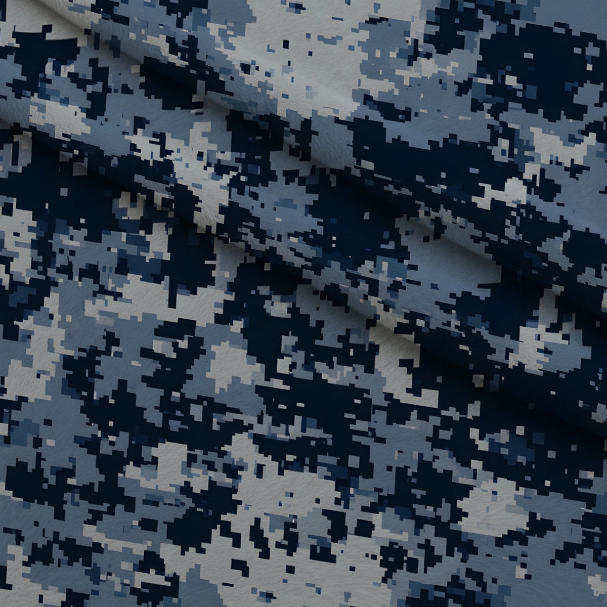 Navy Pixel Pattern 6 Fleece Fabric — fleece fabric folded close-up preview (mv-fleece-v1:lying)