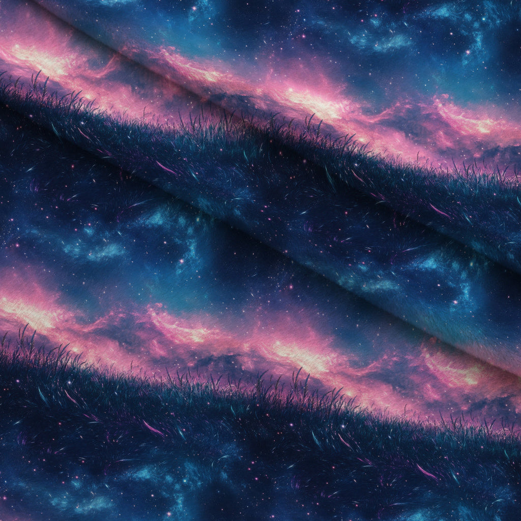 Nebula Forest Pattern 4 Fleece Fabric — fleece fabric folded close-up preview (mv-fleece-v1:lying)