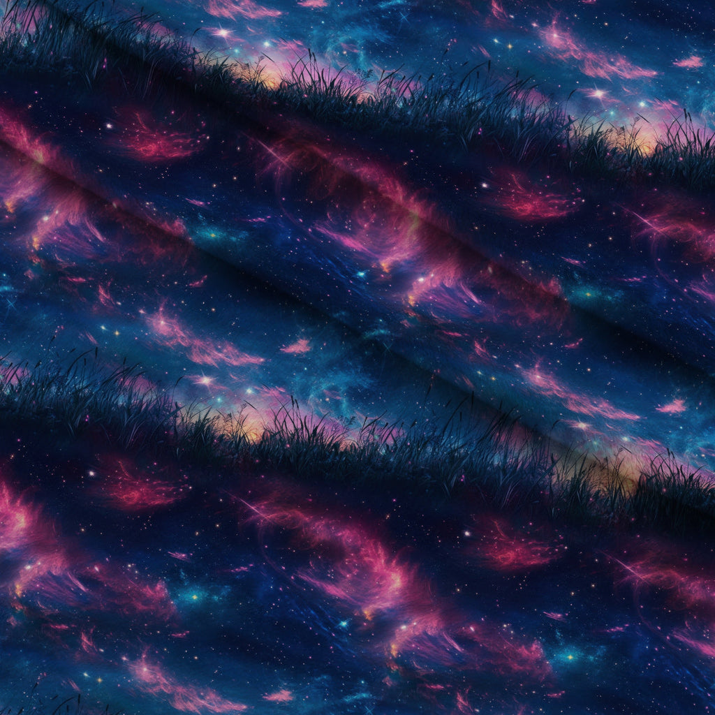 Nebula Forest Pattern 7 Fleece Fabric — fleece fabric folded close-up preview (mv-fleece-v1:lying)