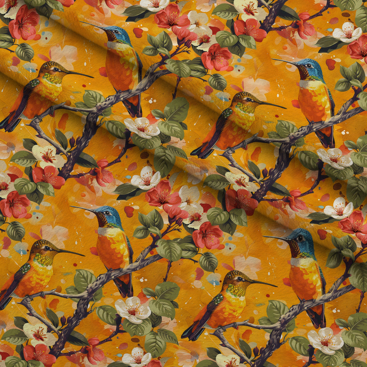 Nectar Garden Pattern 2 Fleece Fabric — fleece fabric folded close-up preview (mv-fleece-v1:lying)