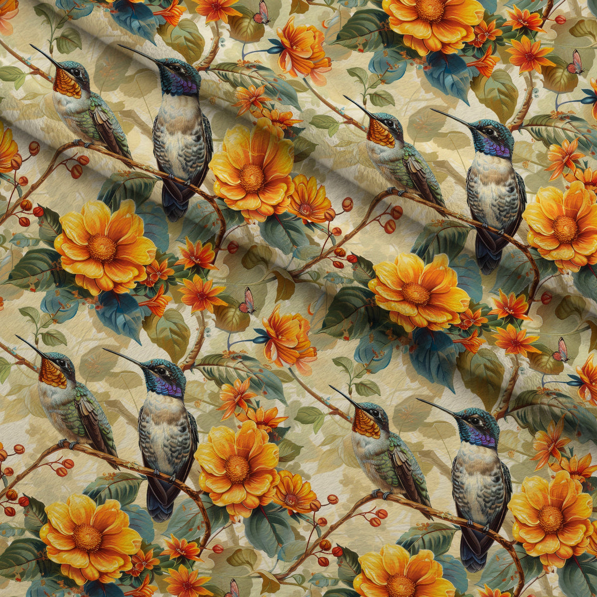 Nectar Garden Pattern 4 Fleece Fabric — fleece fabric folded close-up preview (mv-fleece-v1:lying)