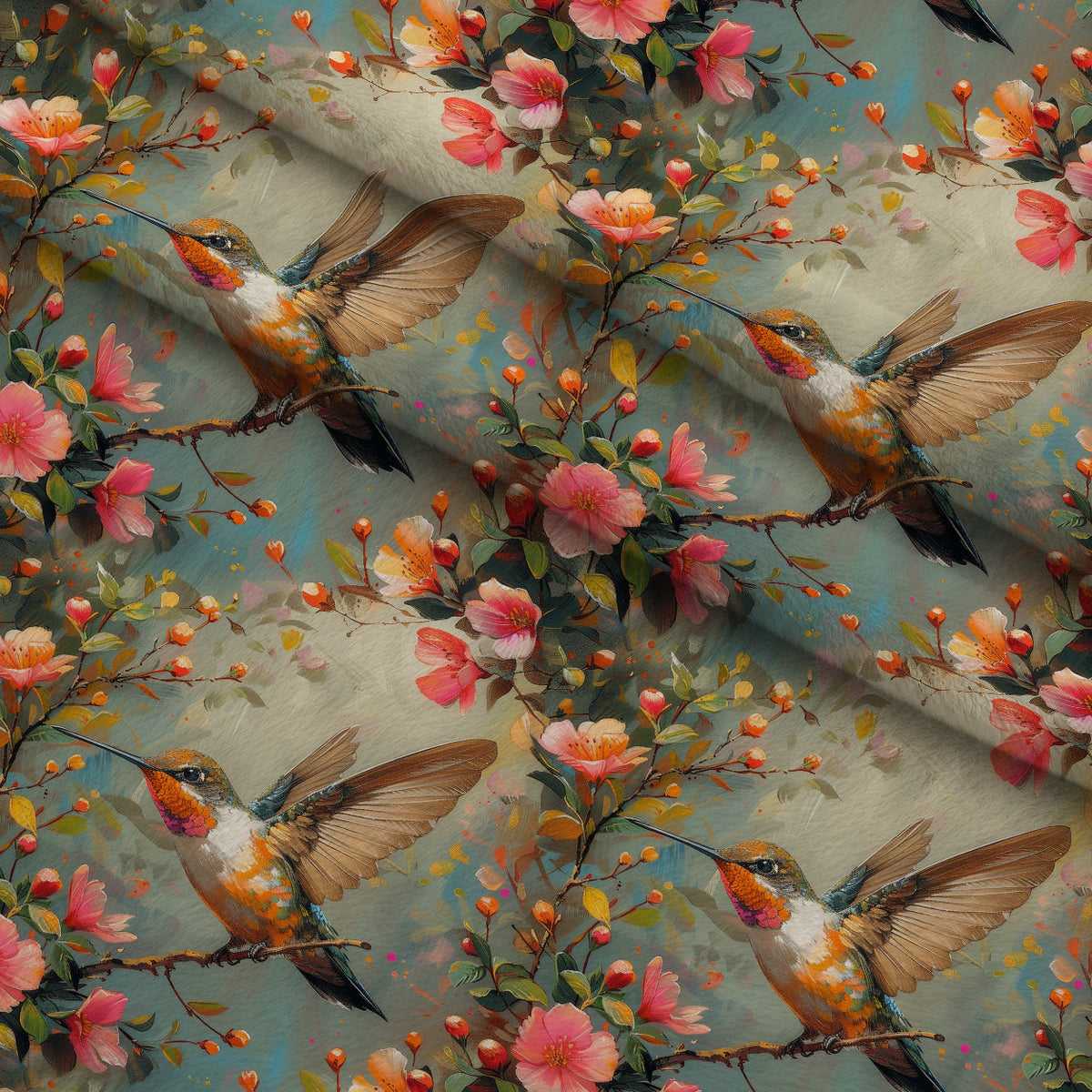 Nectar Garden Pattern 9 Fleece Fabric — fleece fabric folded close-up preview (mv-fleece-v1:lying)