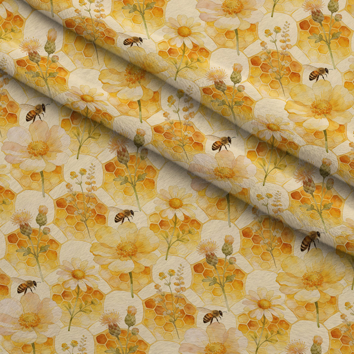 Nectar Meadow Pattern 1 Fleece Fabric — fleece fabric folded close-up preview (mv-fleece-v1:lying)