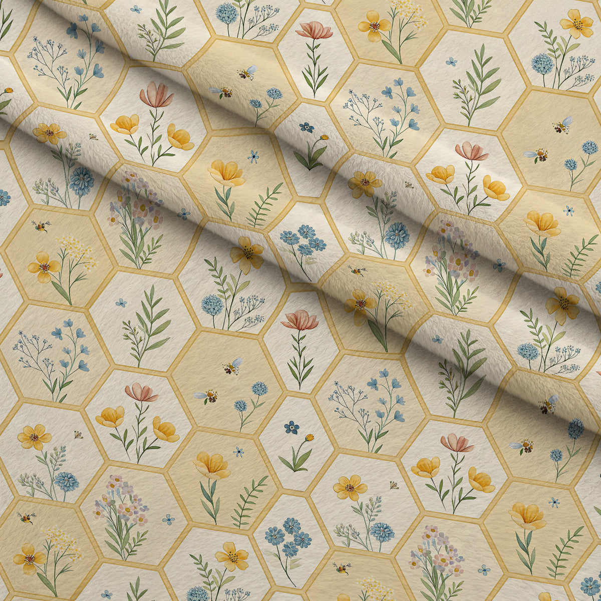 Nectar Meadow Pattern 18 Fleece Fabric — fleece fabric folded close-up preview (mv-fleece-v1:lying)