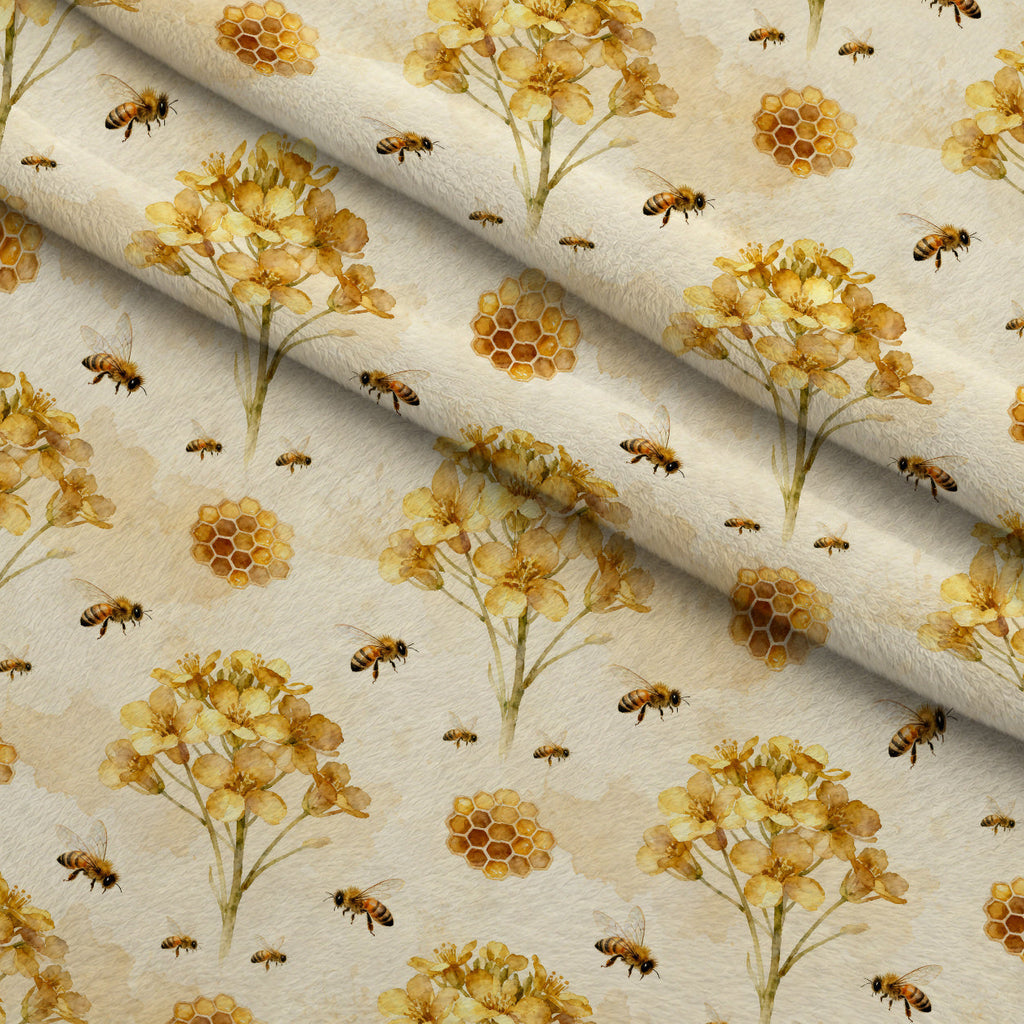 Nectar Meadow Pattern 3 Fleece Fabric — fleece fabric folded close-up preview (mv-fleece-v1:lying)