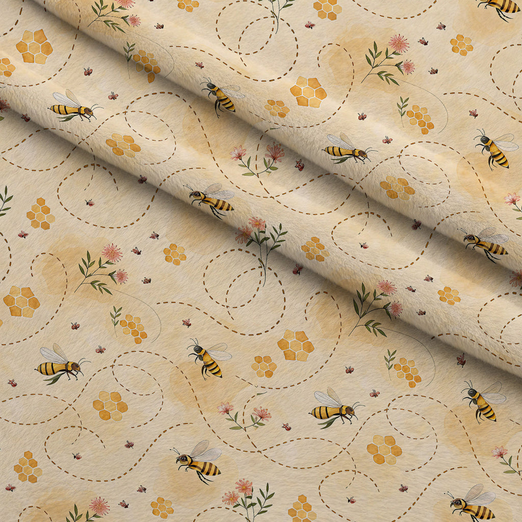 Nectar Meadow Pattern 8 Fleece Fabric — fleece fabric folded close-up preview (mv-fleece-v1:lying)