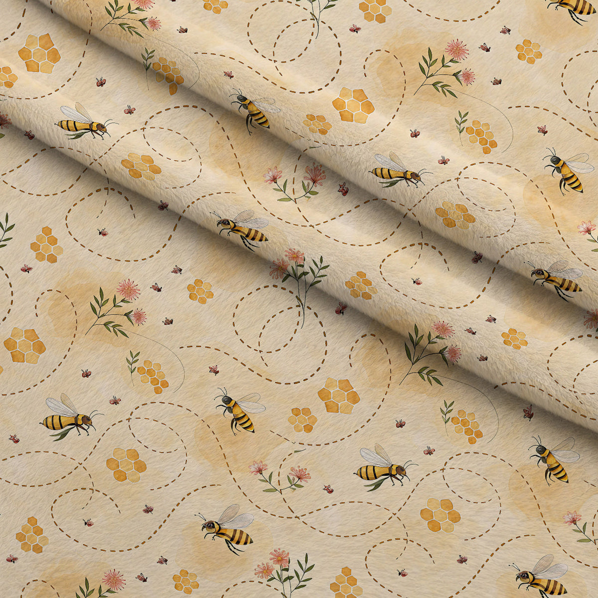 Nectar Meadow Pattern 8 Fleece Fabric — fleece fabric folded close-up preview (mv-fleece-v1:lying)