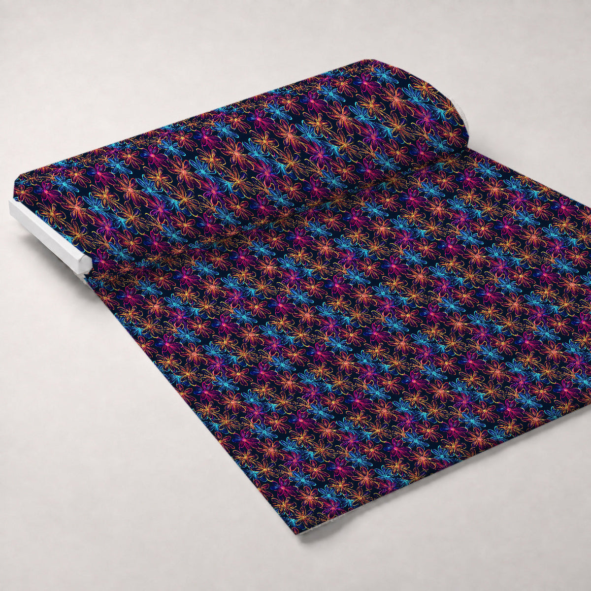 Neon Daisy Pattern 10 Fleece Fabric — fleece fabric unrolled bolt preview (mv-fleece-v1:bolt)