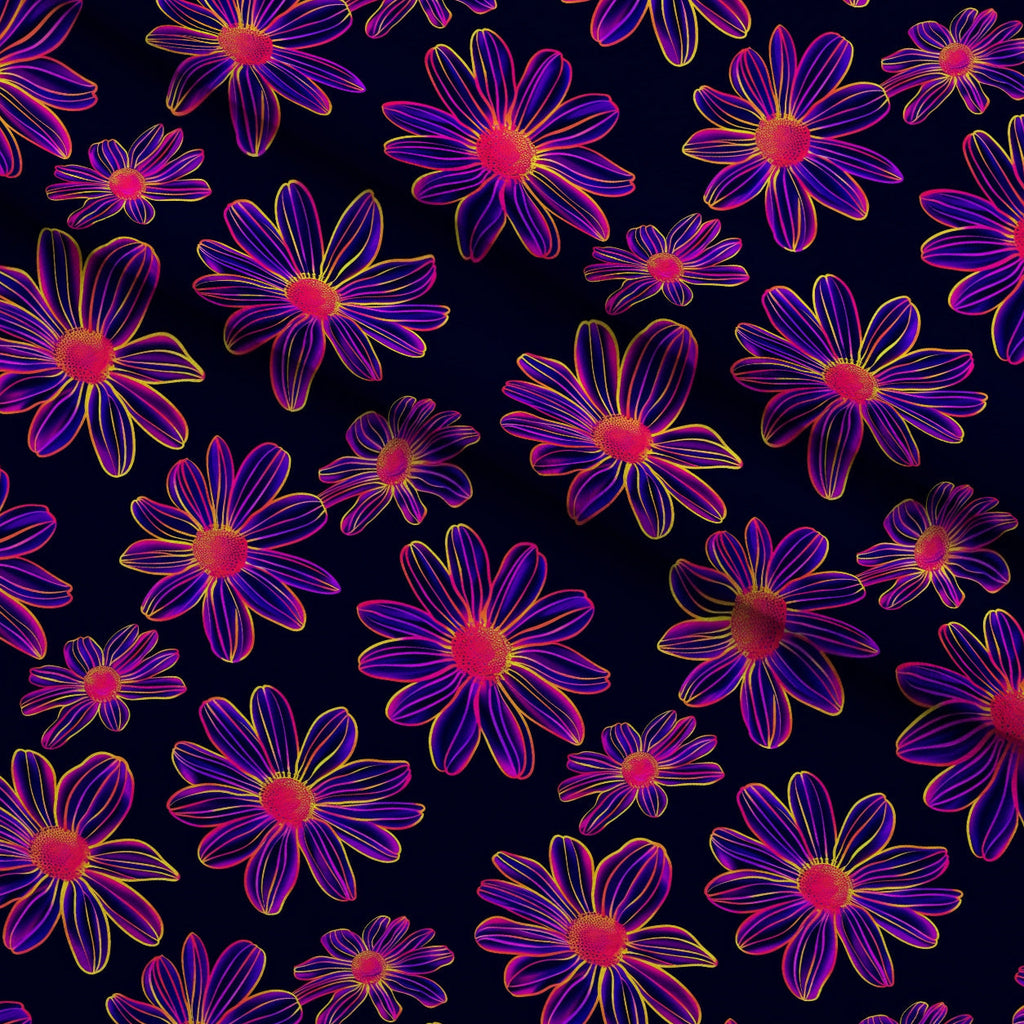 Neon Daisy Pattern 13 Fleece Fabric — fleece fabric folded close-up preview (mv-fleece-v1:lying)