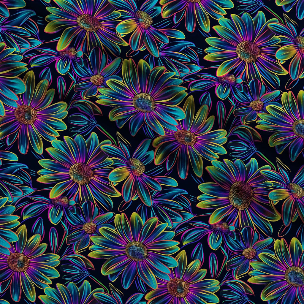 Neon Daisy Pattern 14 Fleece Fabric — fleece fabric folded close-up preview (mv-fleece-v1:lying)
