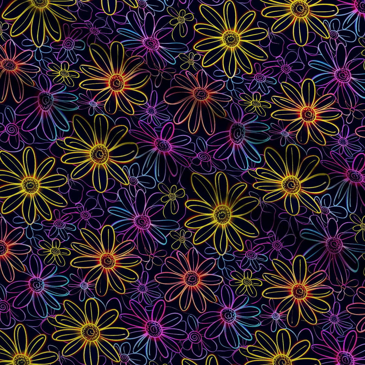 Neon Daisy Pattern 19 Fleece Fabric — fleece fabric folded close-up preview (mv-fleece-v1:lying)