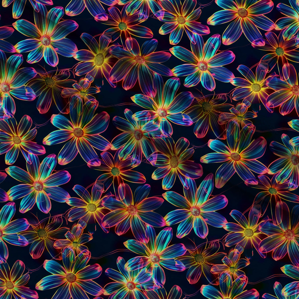 Neon Daisy Pattern 20 Fleece Fabric — fleece fabric folded close-up preview (mv-fleece-v1:lying)