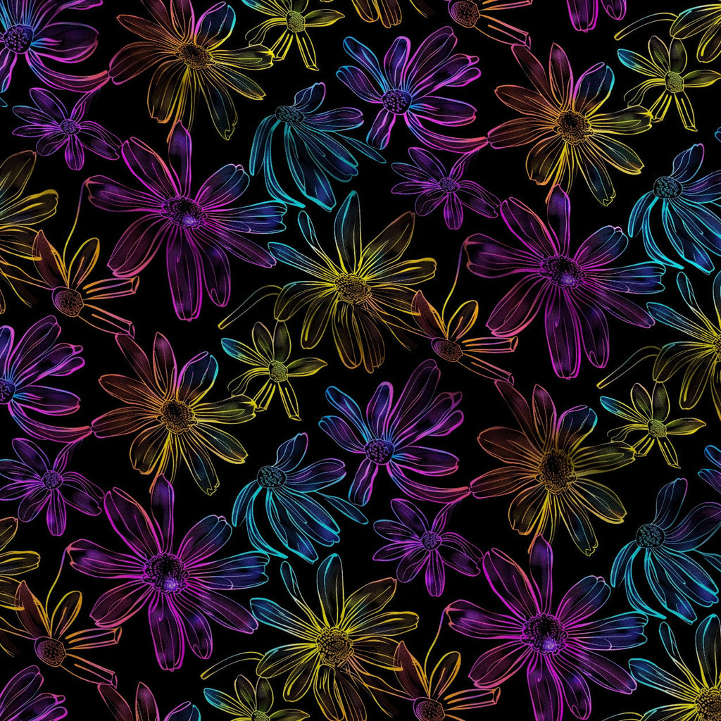 Neon Daisy Pattern 3 Fleece Fabric — fleece fabric folded close-up preview (mv-fleece-v1:lying)
