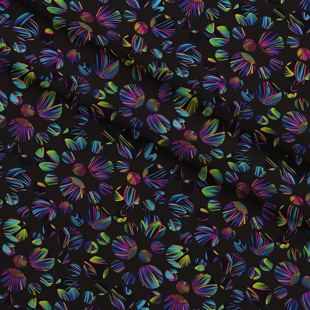 Neon Daisy Pattern 36 Fleece Fabric — fleece fabric folded close-up preview (mv-fleece-v1:lying)