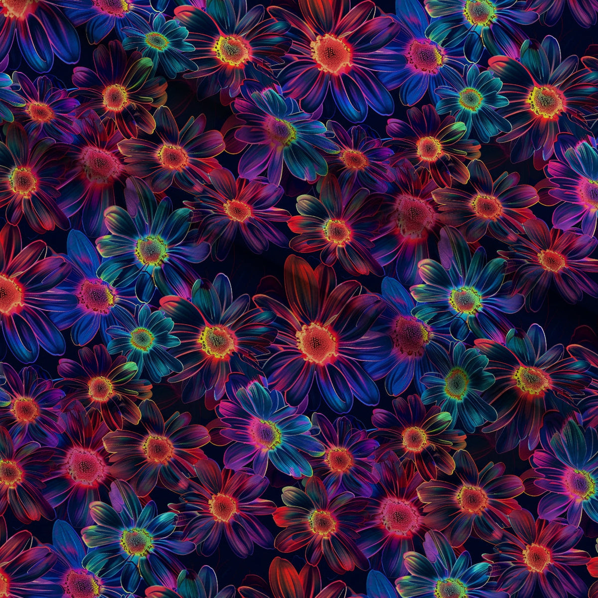 Neon Daisy Pattern 6 Fleece Fabric — fleece fabric folded close-up preview (mv-fleece-v1:lying)
