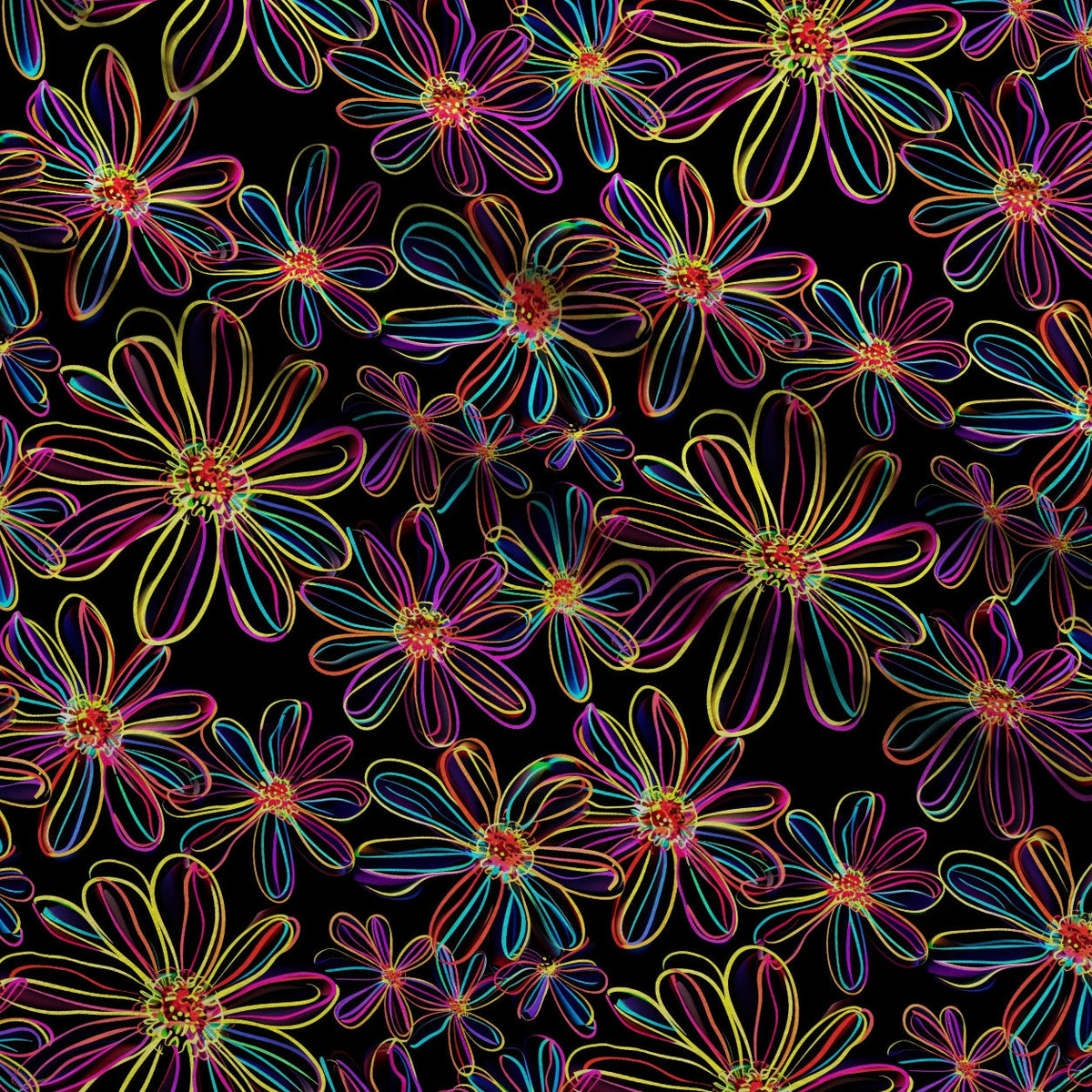 Neon Daisy Pattern 7 Fleece Fabric — fleece fabric folded close-up preview (mv-fleece-v1:lying)