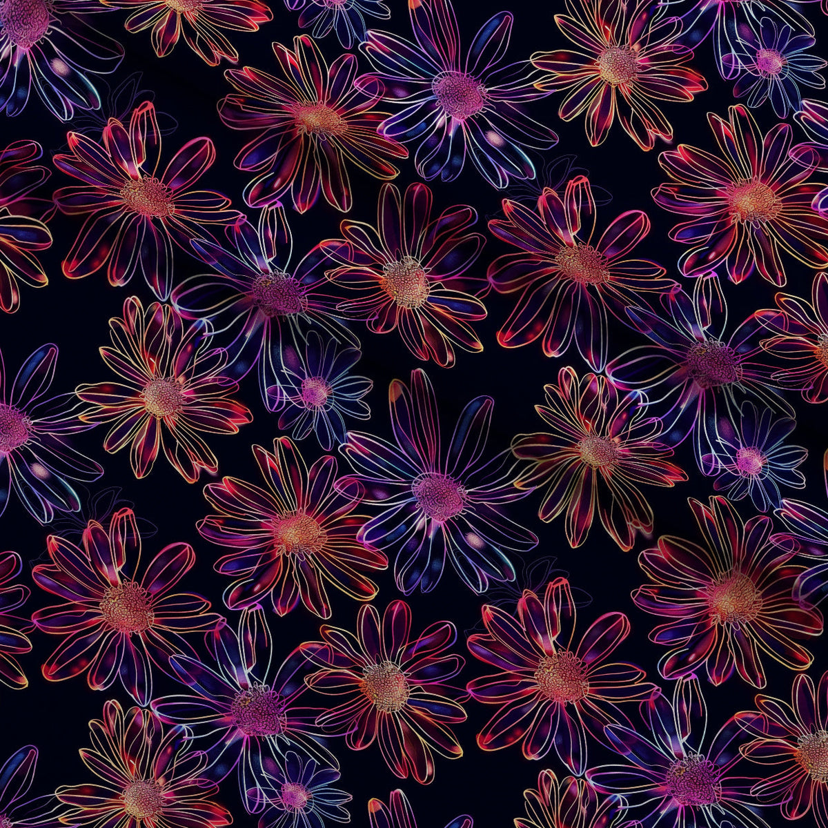 Neon Daisy Pattern 8 Fleece Fabric — fleece fabric folded close-up preview (mv-fleece-v1:lying)